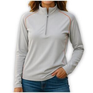 Athleta Running Wild Half Zip Athletic Pullover Gray Medium